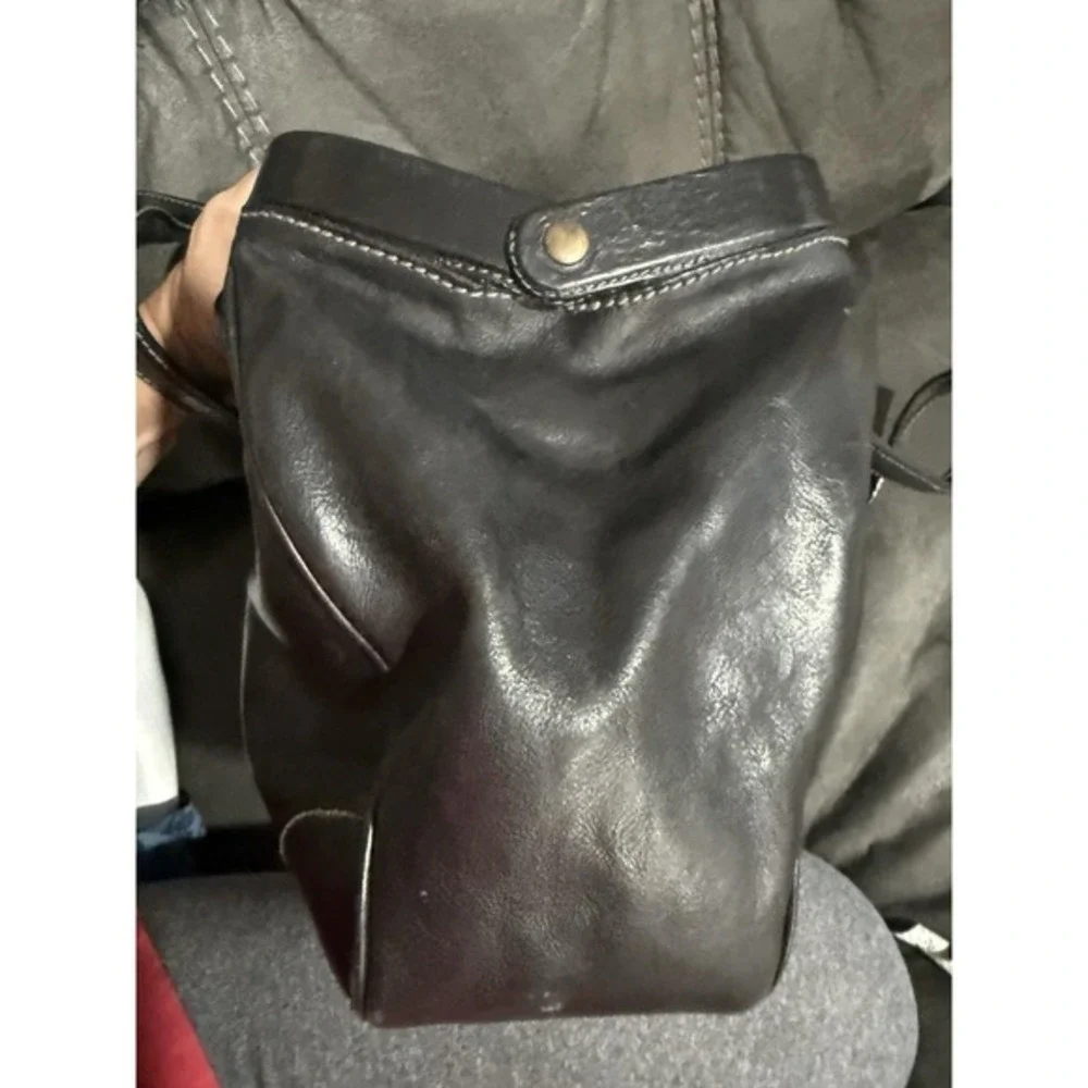 Vtg Talbots Shoulder Bag Black Leather  Shoulder Strap Y2K‎ Hobo